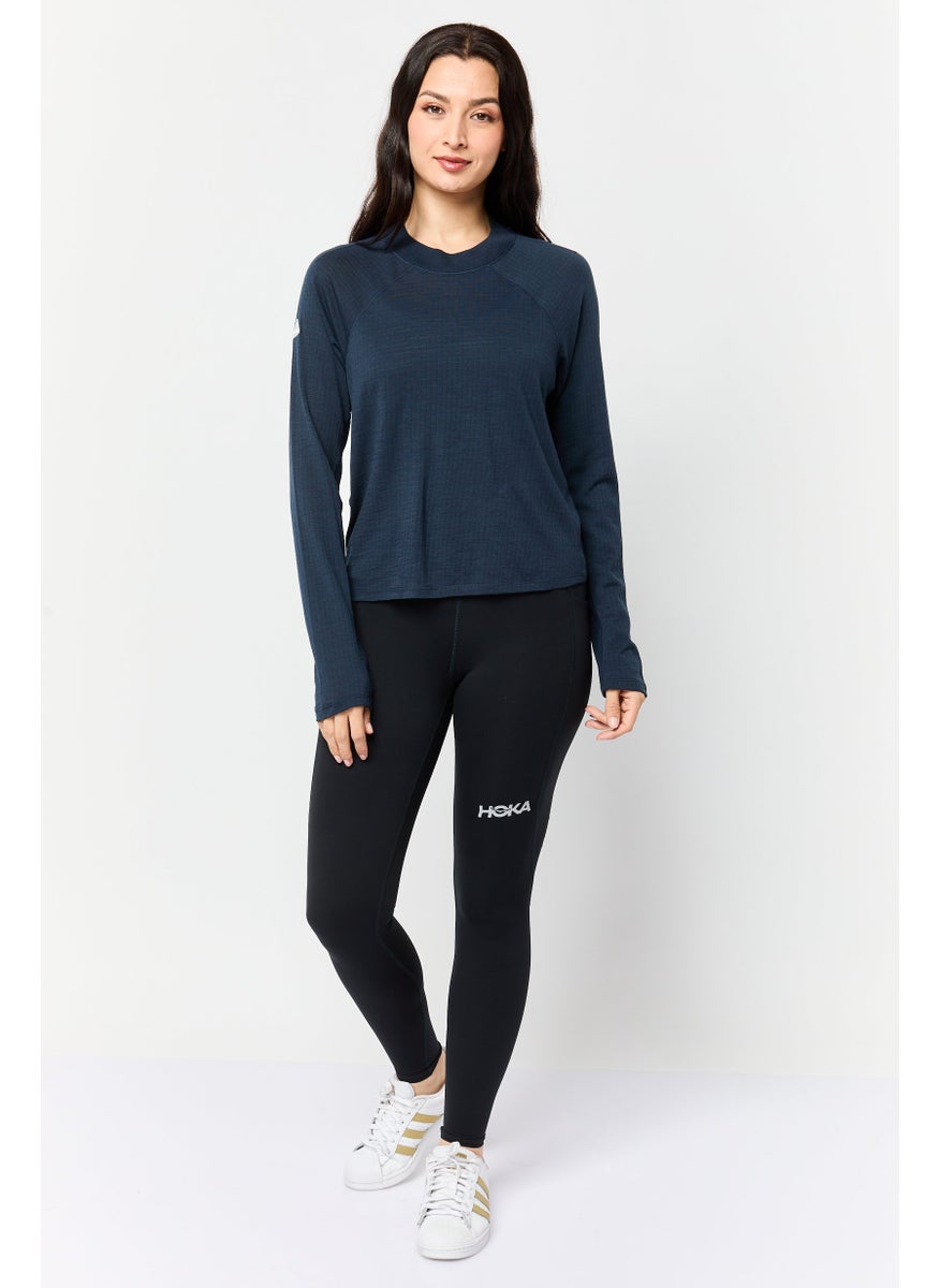 Women Sportswear Fit Long Sleeve Outdoor T-Shirt, Navy