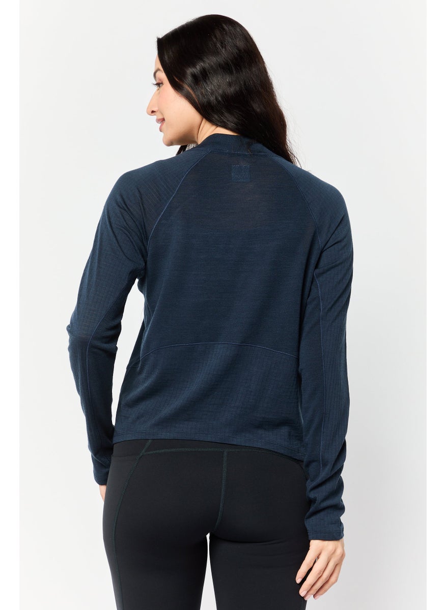 Women Sportswear Fit Long Sleeve Outdoor T-Shirt, Navy