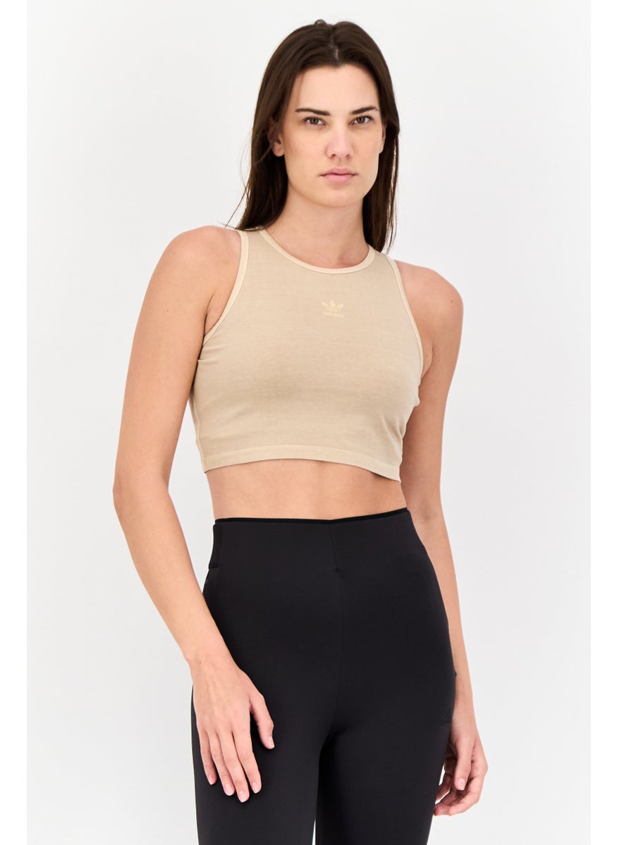 Women Sportswear Fit Sleeveless Training Tank Top, Beige