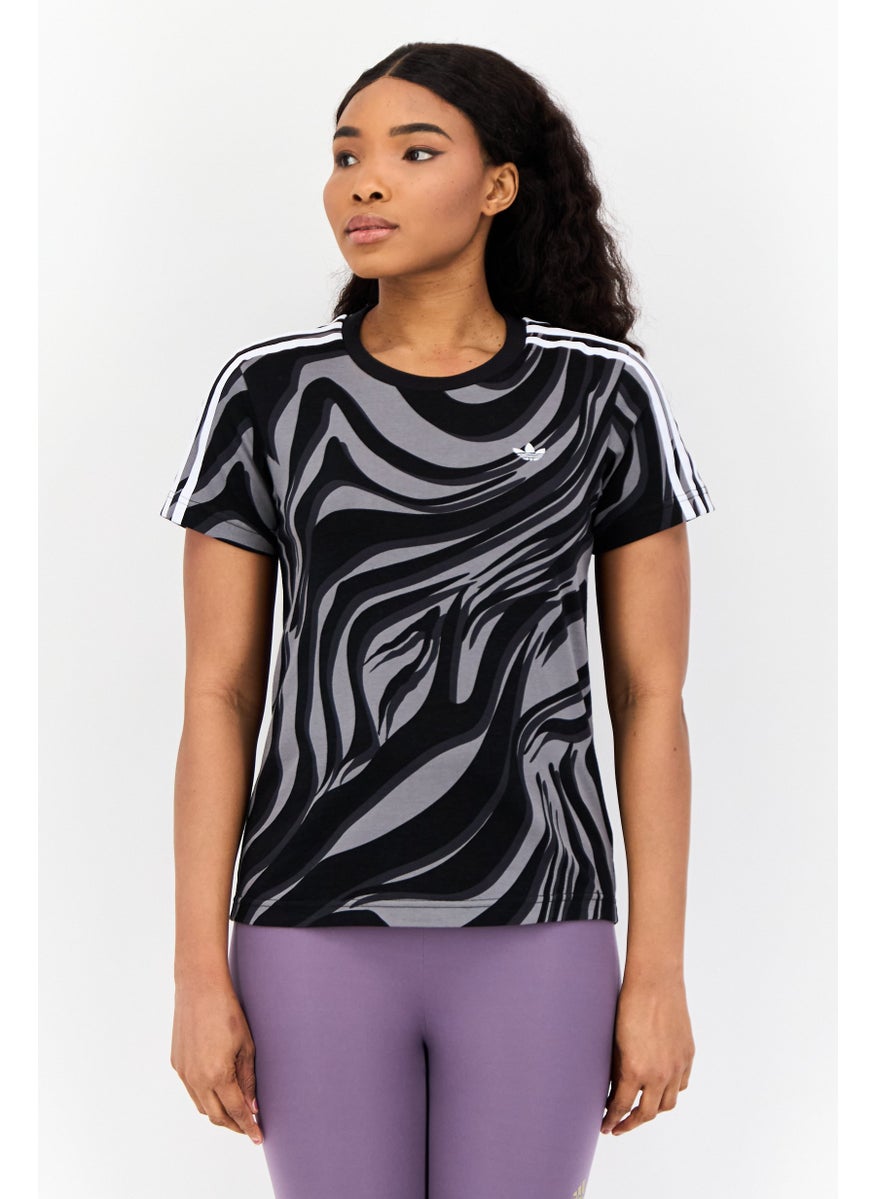 Women Sportswear Fit Short Sleeve Outdoor T-Shirt, Multicolor
