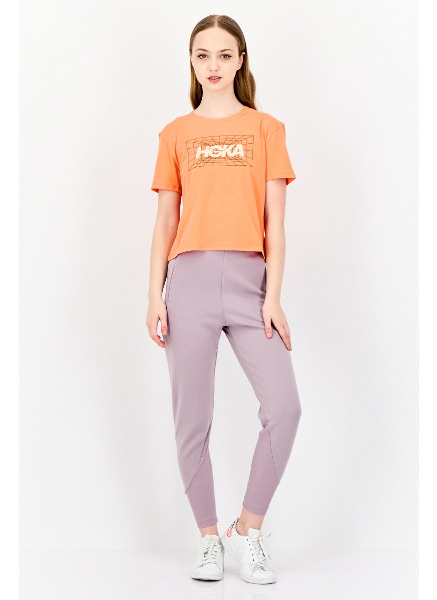 Women Sportswear Fit Short Sleeve Outdoor T-Shirt, Peach
