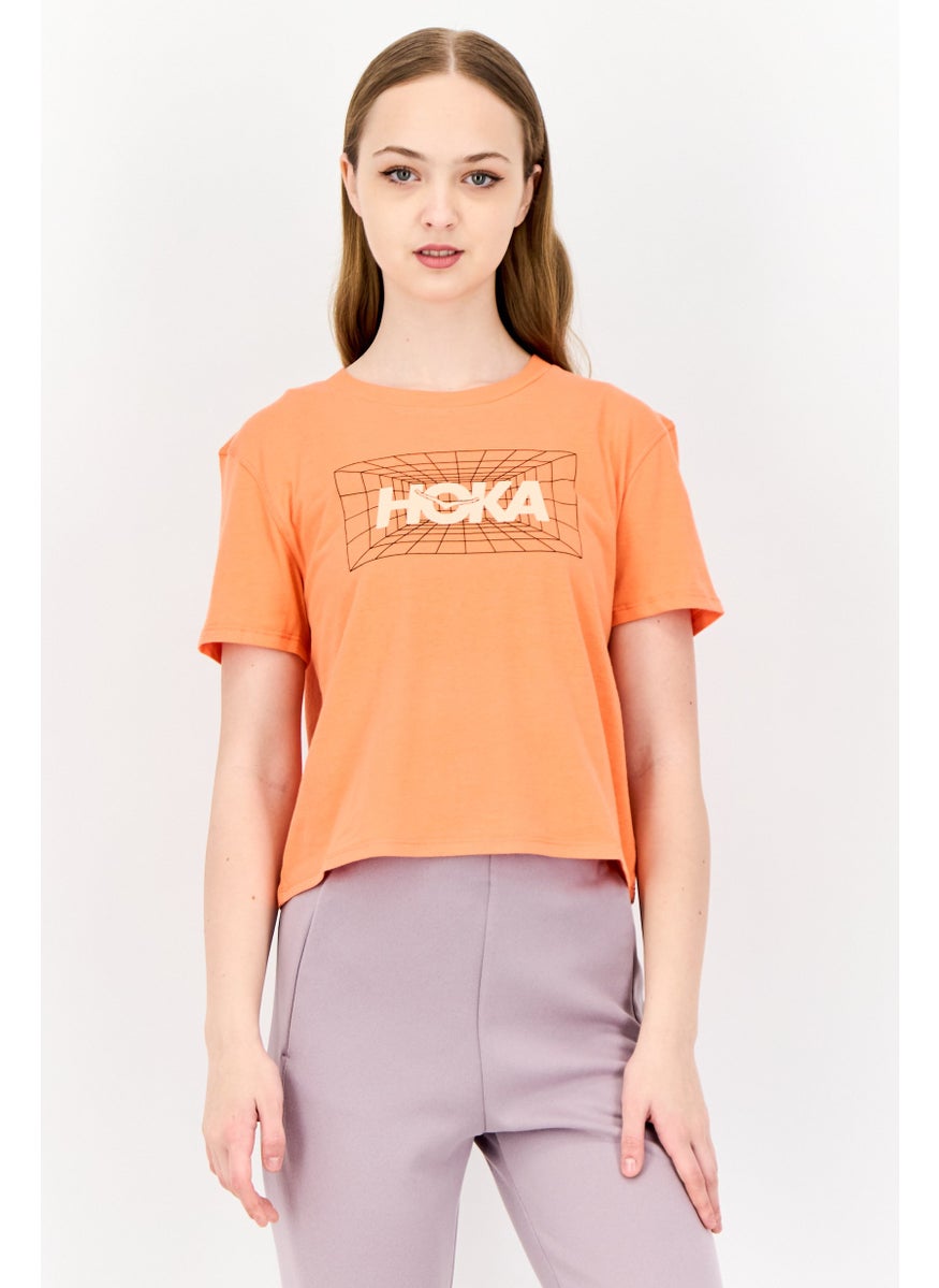 Women Sportswear Fit Short Sleeve Outdoor T-Shirt, Peach