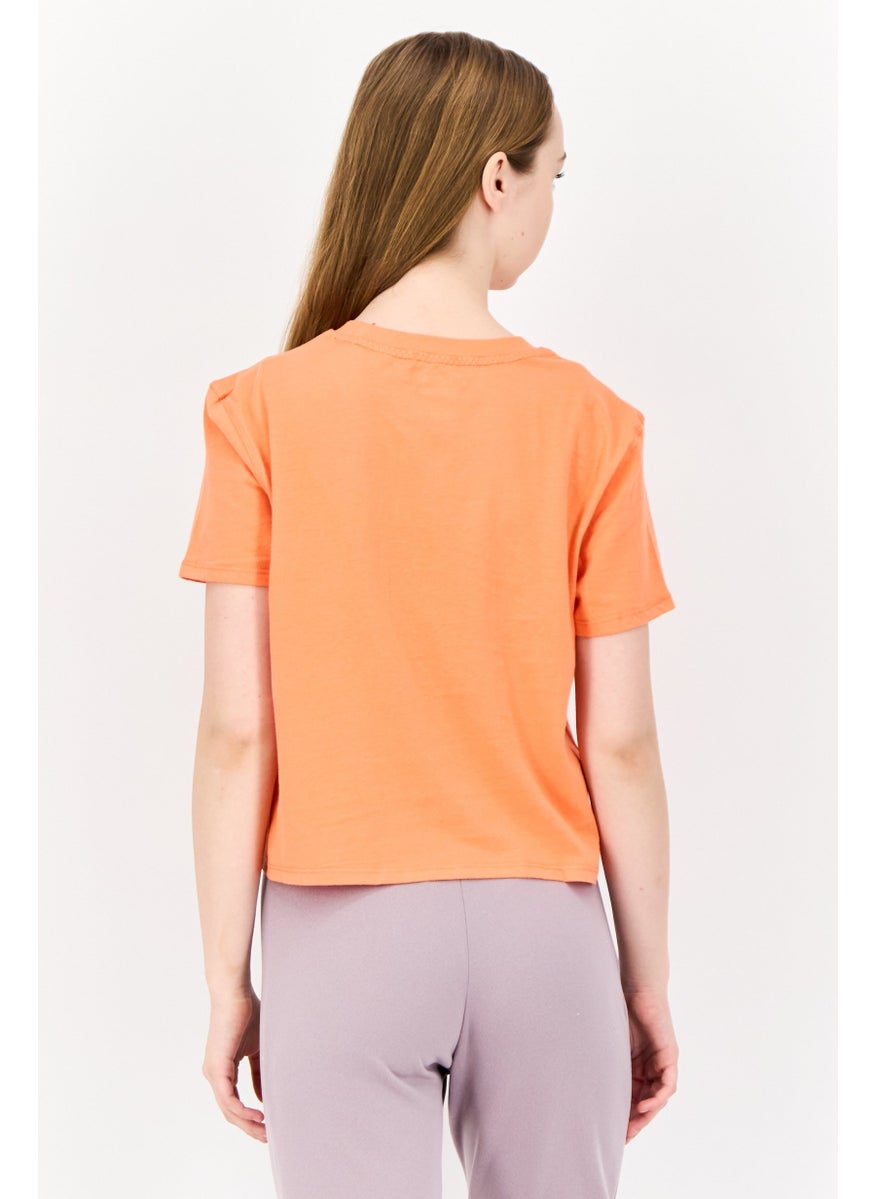 Women Sportswear Fit Short Sleeve Outdoor T-Shirt, Peach