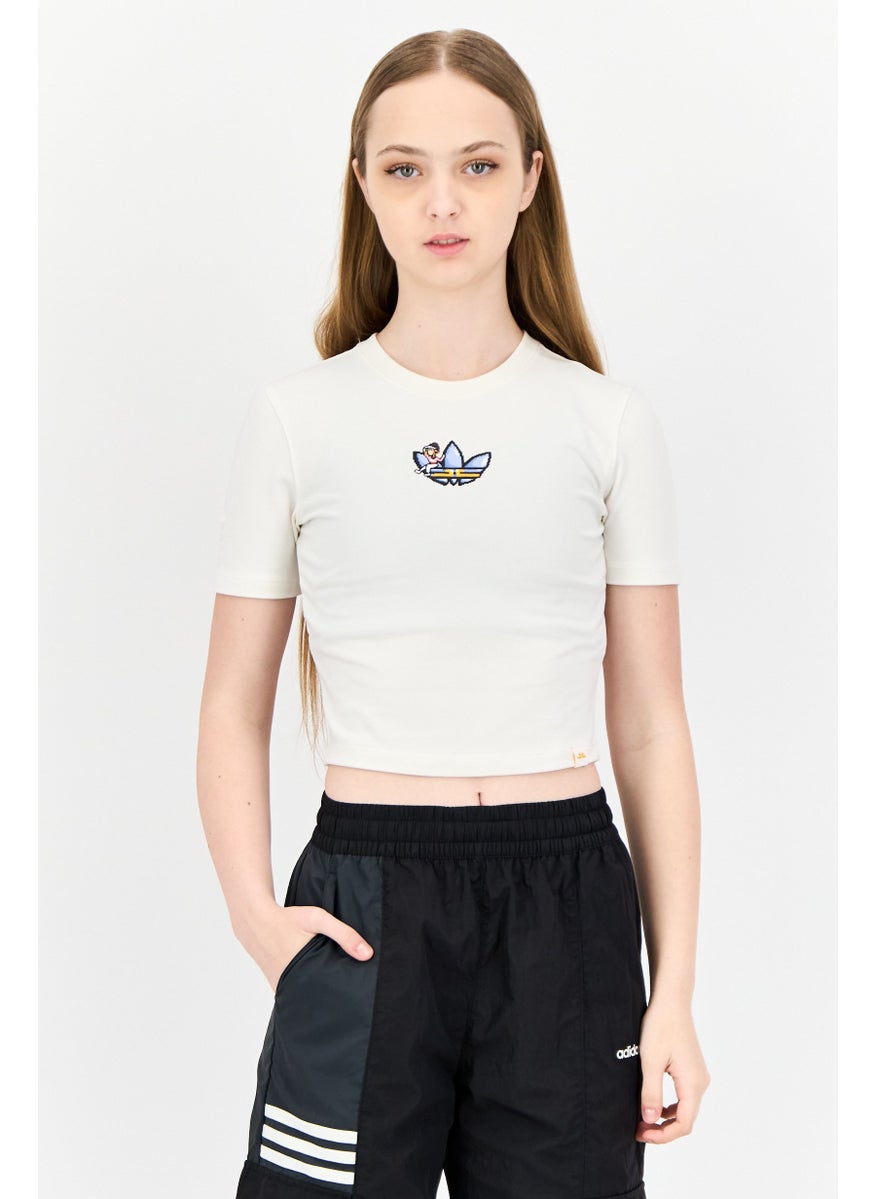 Women Sportswear Fit Short Sleeve Outdoor Top, White