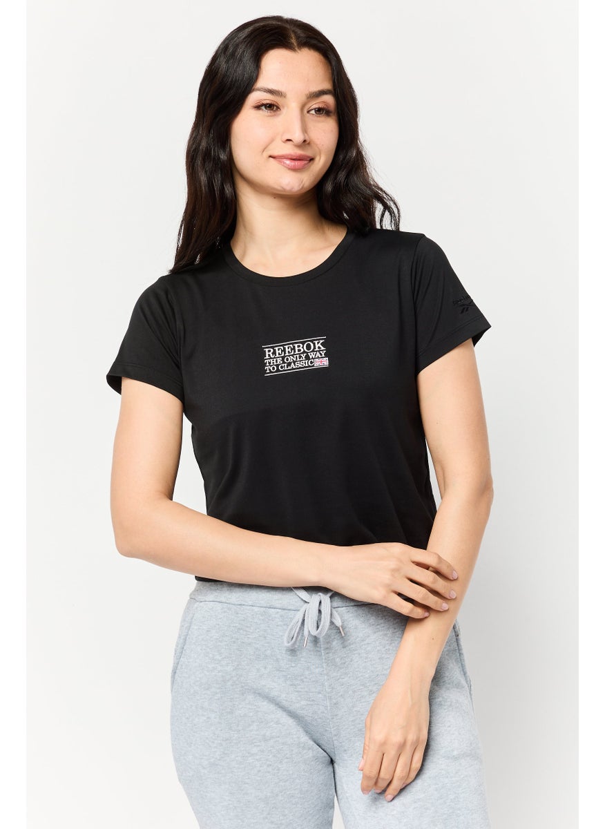 Women Sportswear Fit Short Sleeve Outdoor T-Shirts, Black