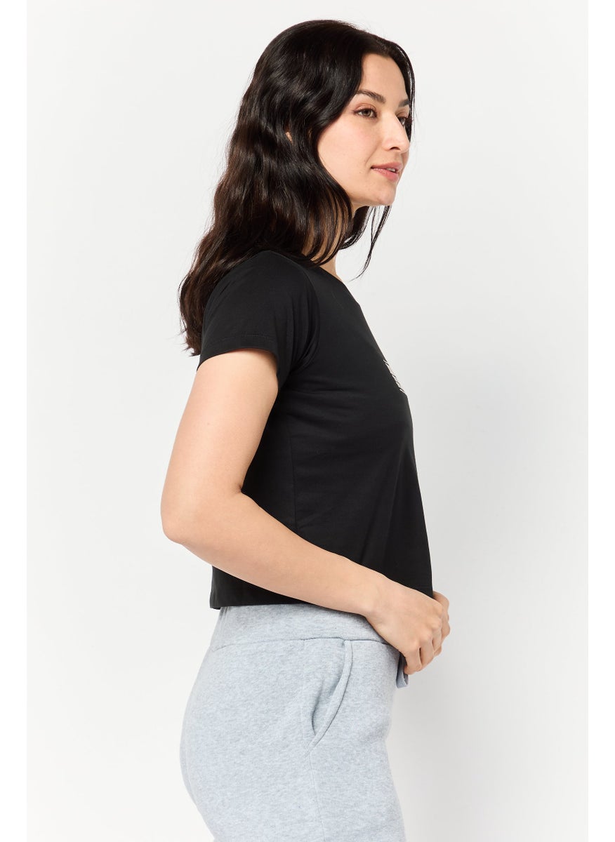 Women Sportswear Fit Short Sleeve Outdoor T-Shirts, Black