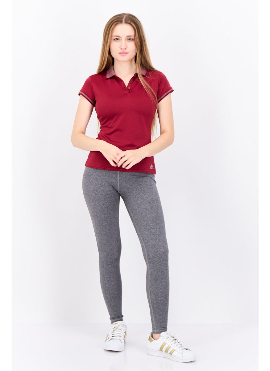 Women Sportswear Fit Short Sleeve Training Polo Shirt, Maroon
