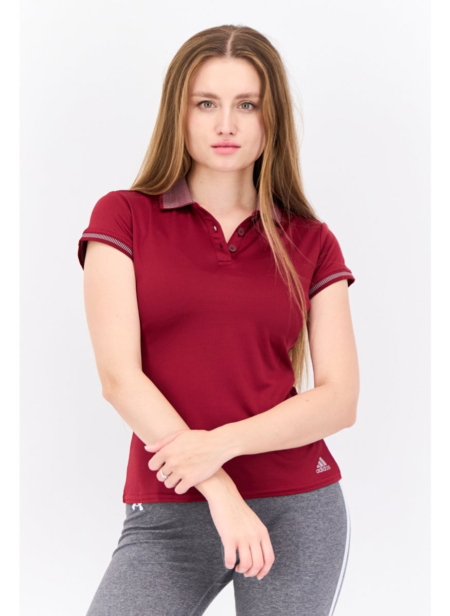 Women Sportswear Fit Short Sleeve Training Polo Shirt, Maroon