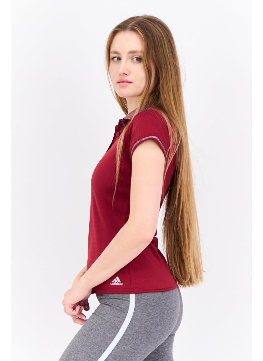 Women Sportswear Fit Short Sleeve Training Polo Shirt, Maroon