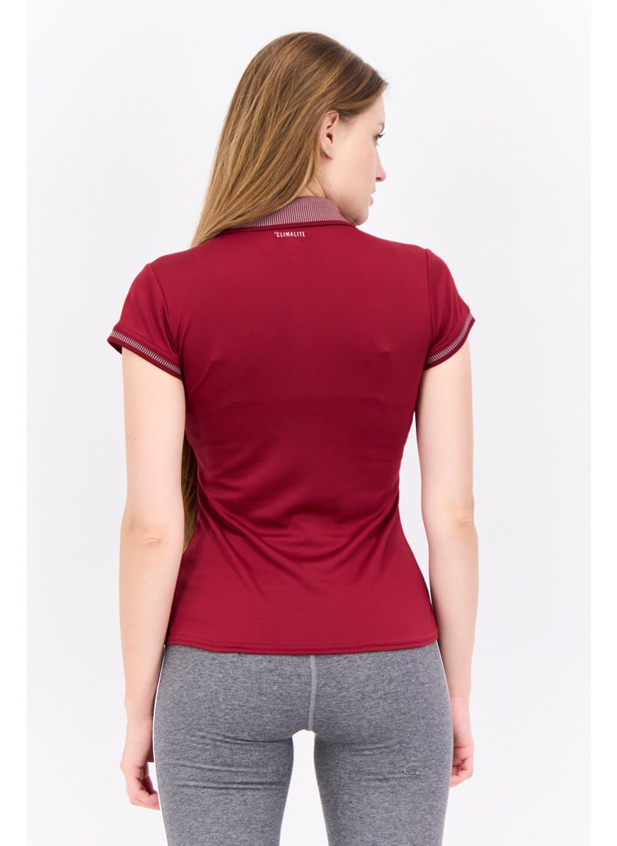 Women Sportswear Fit Short Sleeve Training Polo Shirt, Maroon