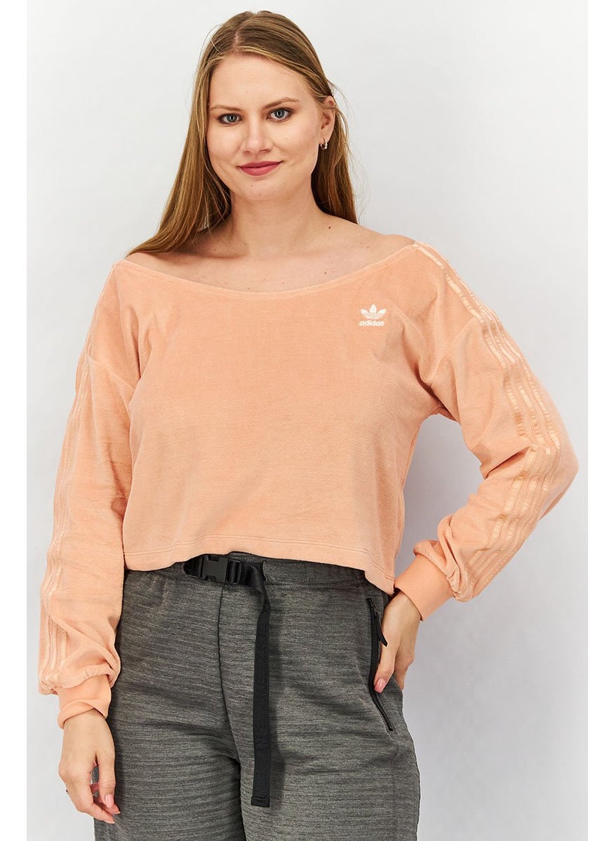 Women Sportwear Fit Long Sleeve Sweatshirt, Peach