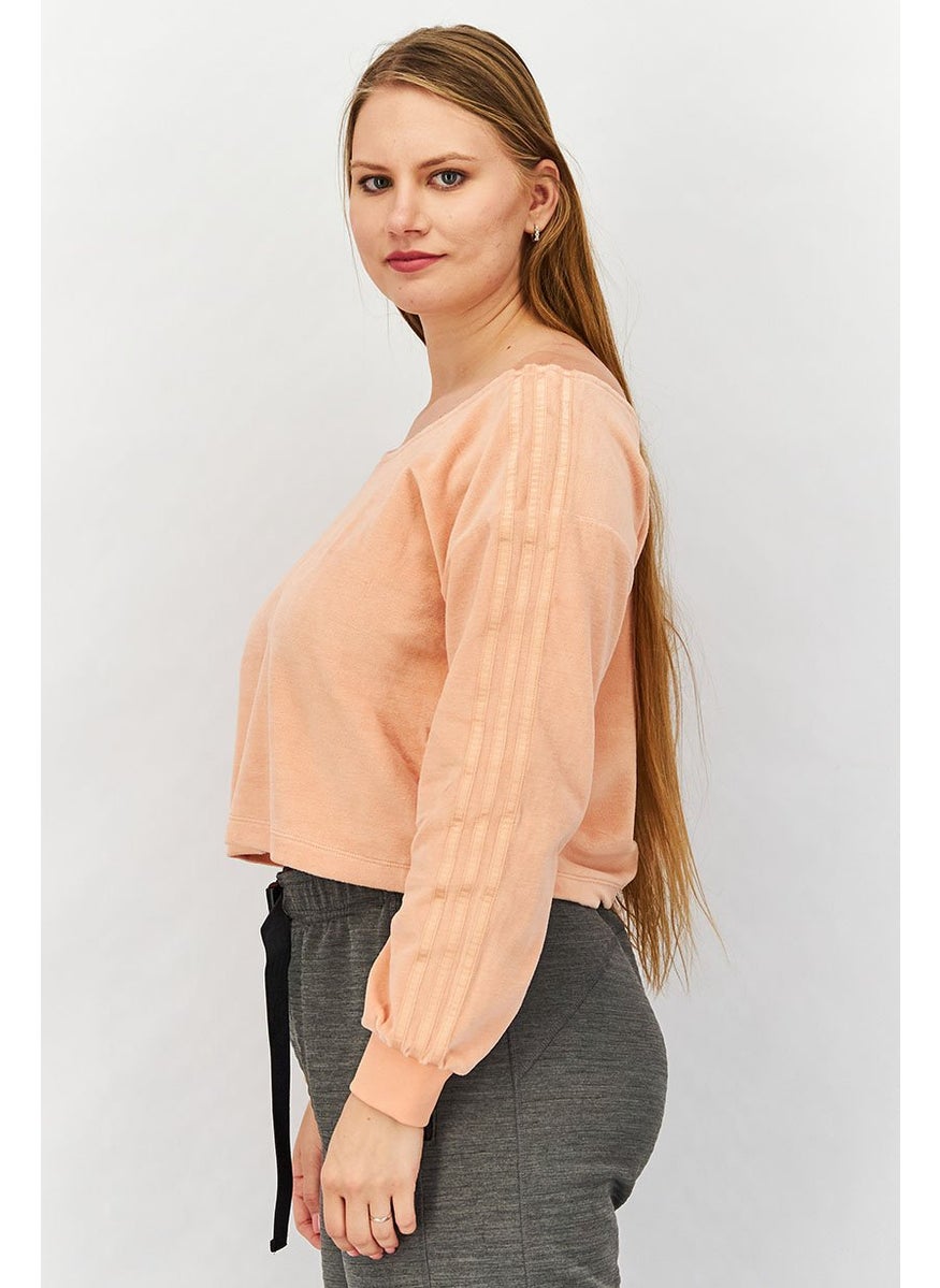 Women Sportwear Fit Long Sleeve Sweatshirt, Peach