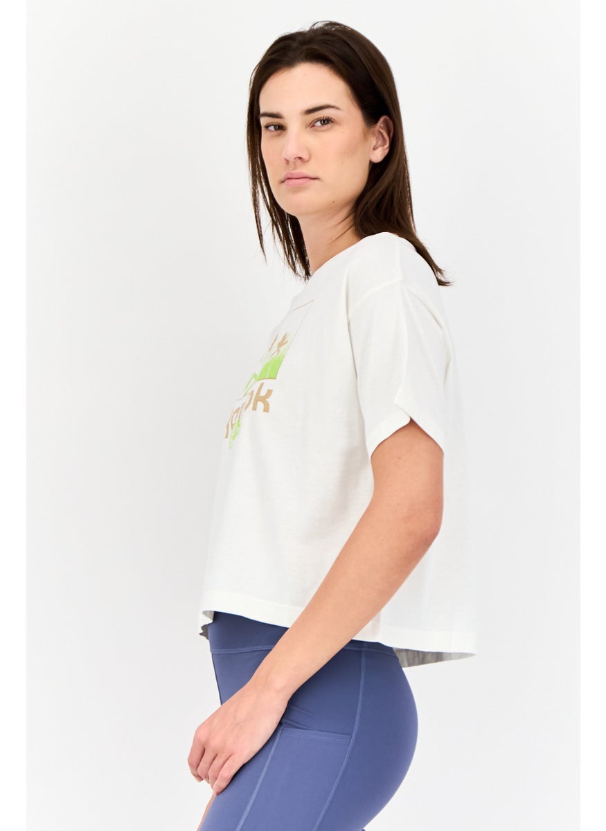 Women Sportswear Fit Graphic Print Training Top, Off White