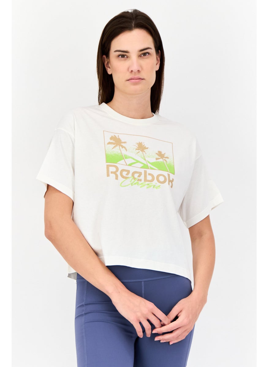 Women Sportswear Fit Graphic Print Training Top, Off White
