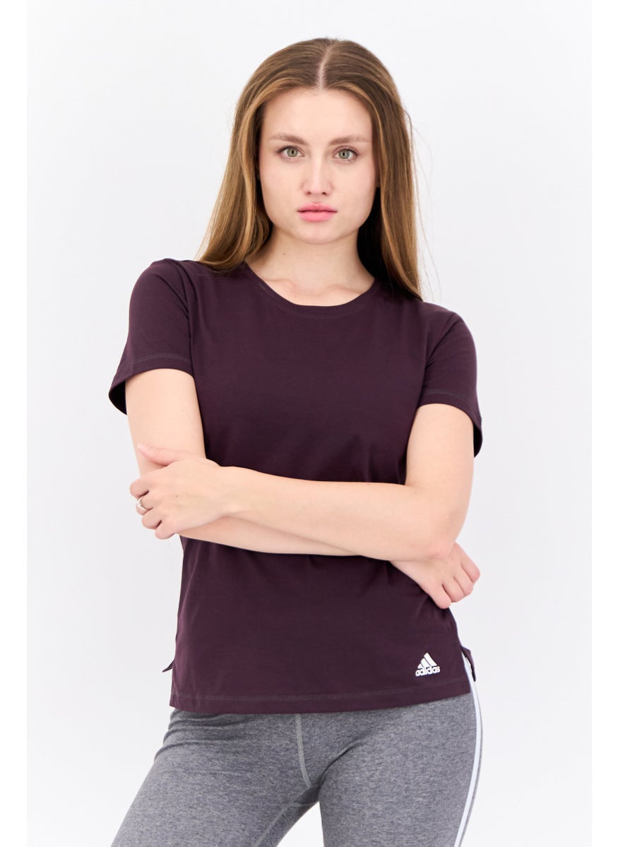 Women Sportswear Fit Short Sleeves Training T-Shirt, Dark Purple