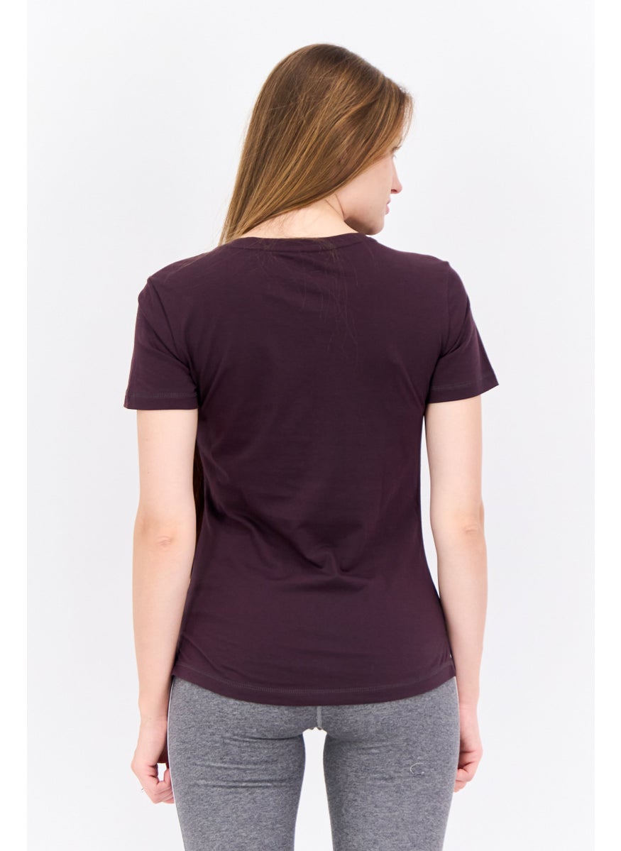Women Sportswear Fit Short Sleeves Training T-Shirt, Dark Purple