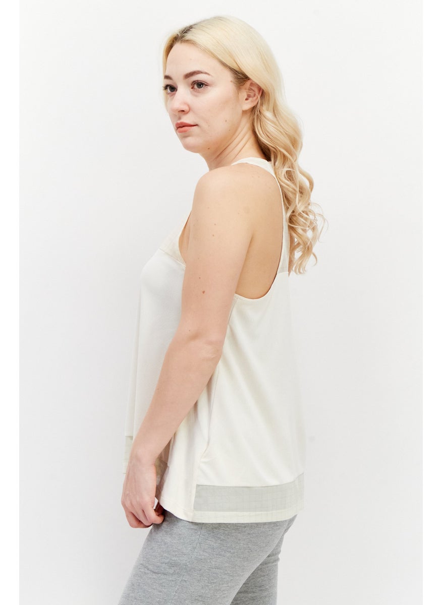 Women Sportswear Fit Sleeveless Training Tank Top, Cream