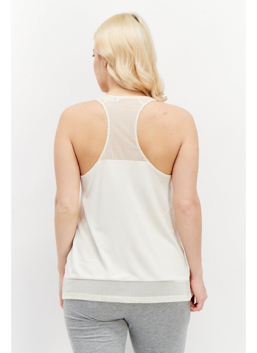 Women Sportswear Fit Sleeveless Training Tank Top, Cream