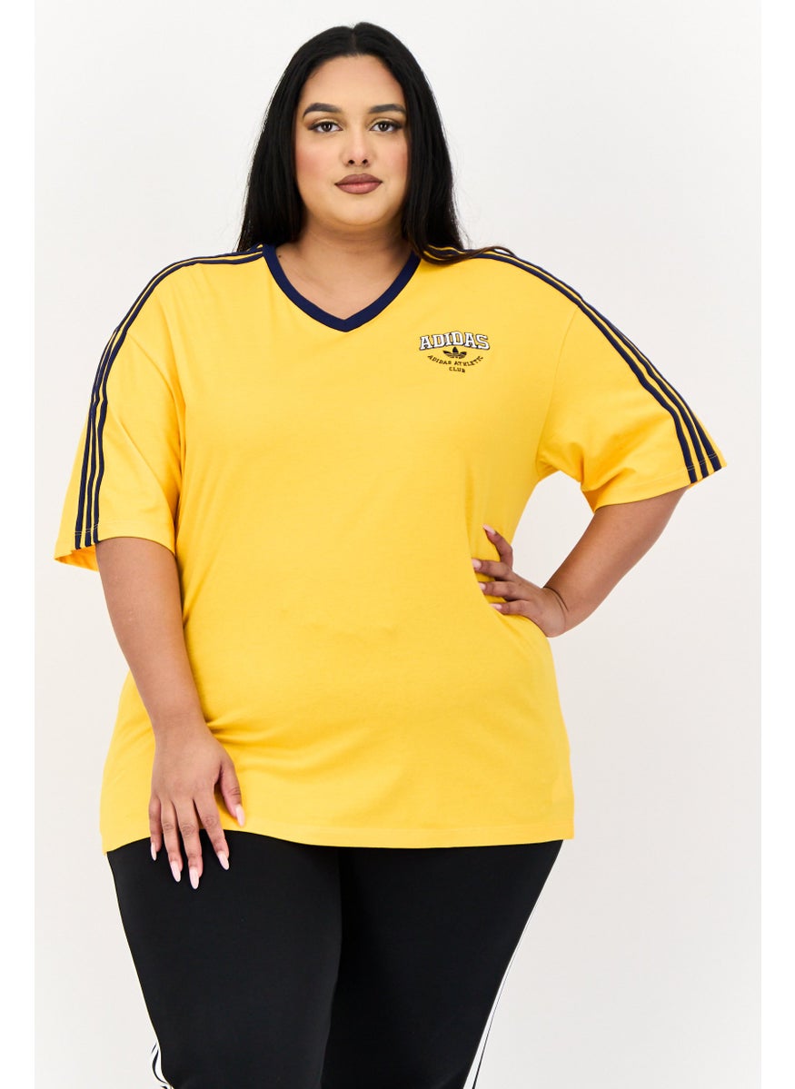 Women Sportswear Fit Short Sleeves Outdoor Top, Yellow