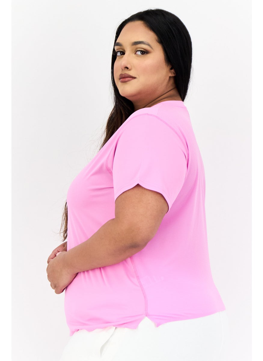 Women Sportswear Fit Short Sleeve Running Top, Pink