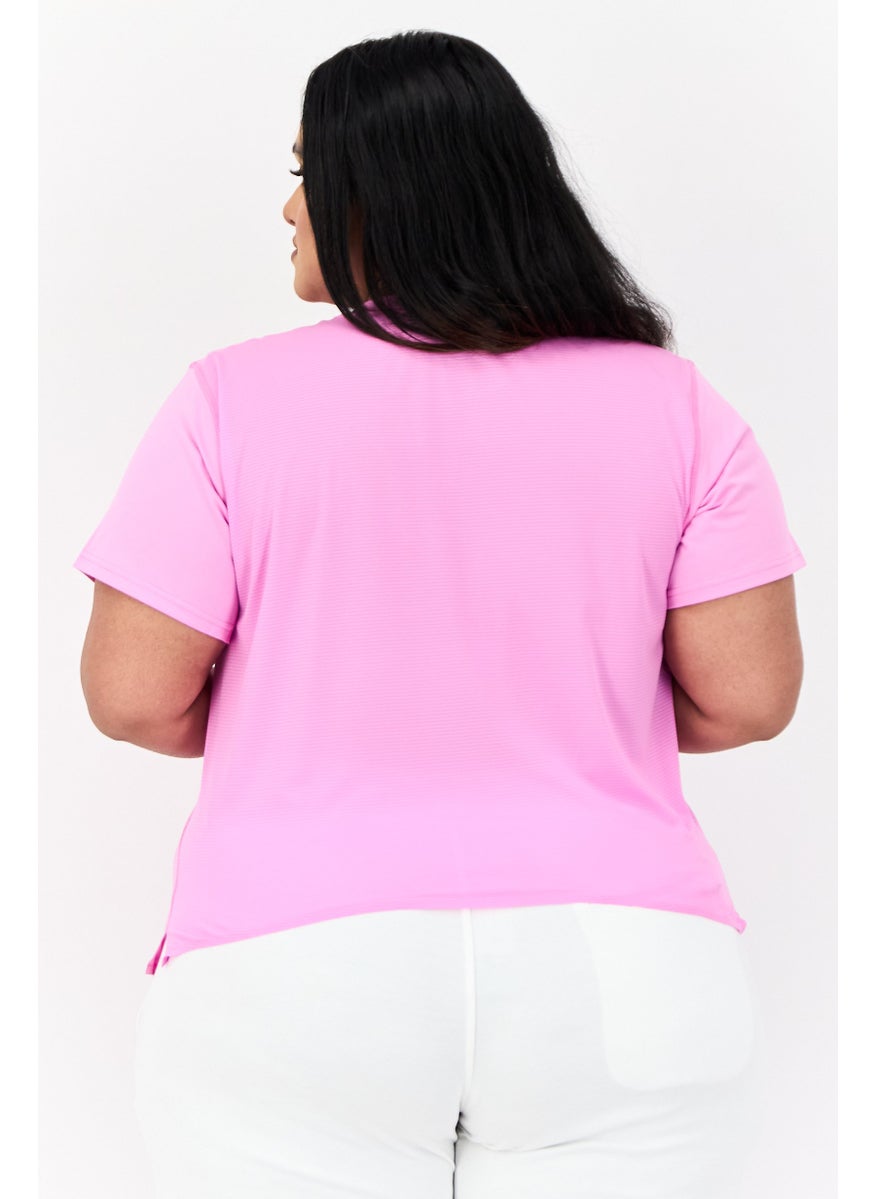 Women Sportswear Fit Short Sleeve Running Top, Pink