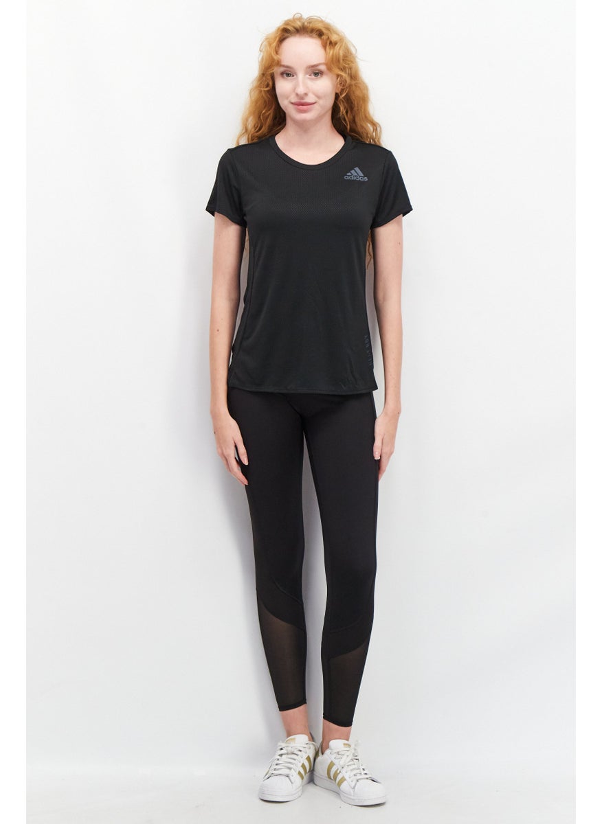 Women Sportswear Fit Short Sleeve Running T-Shirts, Black
