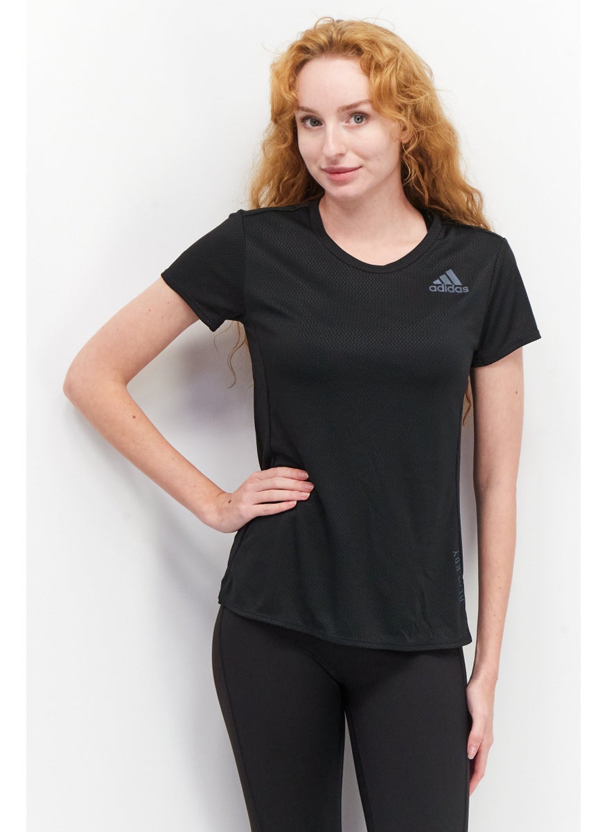 Women Sportswear Fit Short Sleeve Running T-Shirts, Black