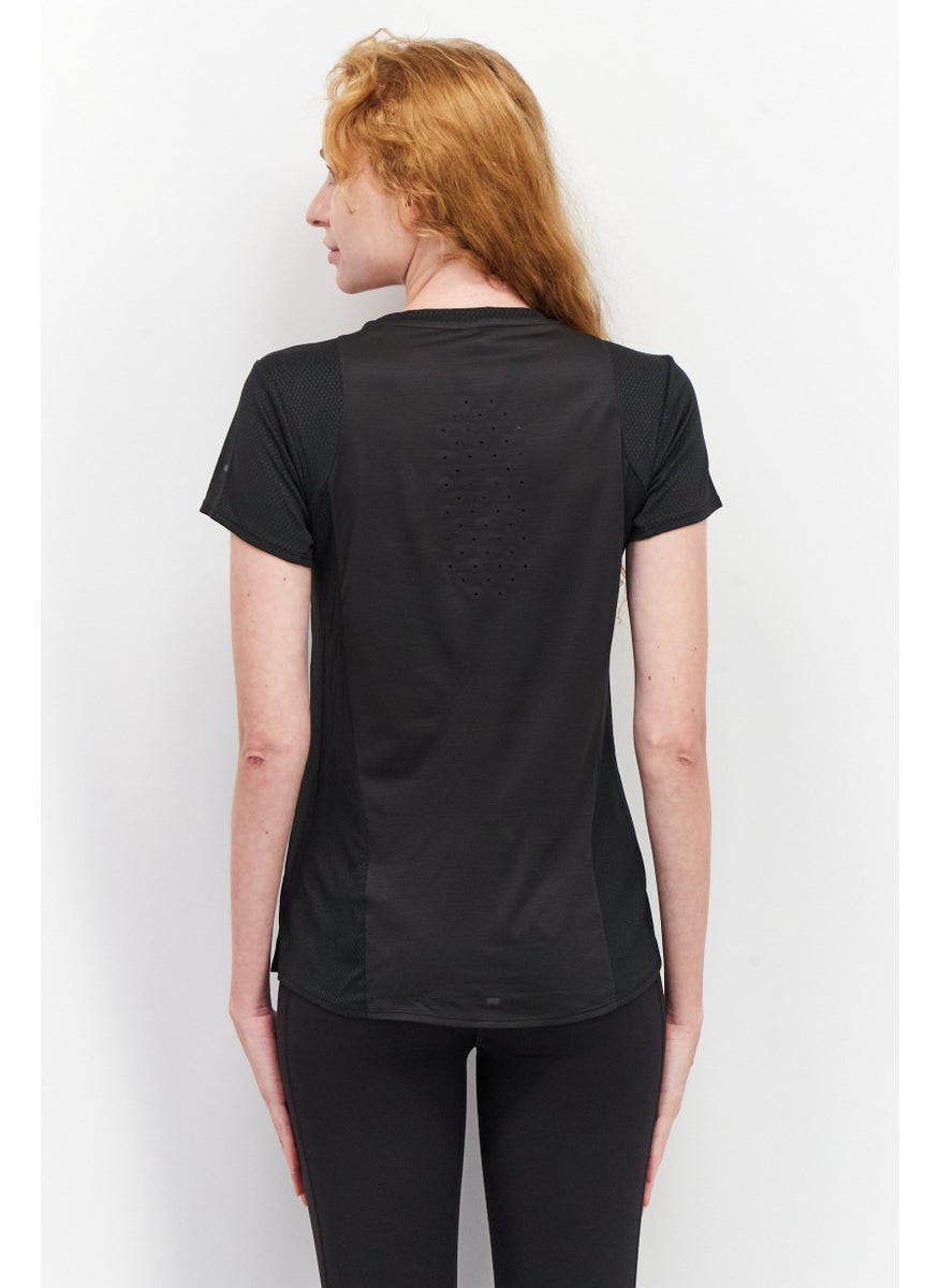 Women Sportswear Fit Short Sleeve Running T-Shirts, Black