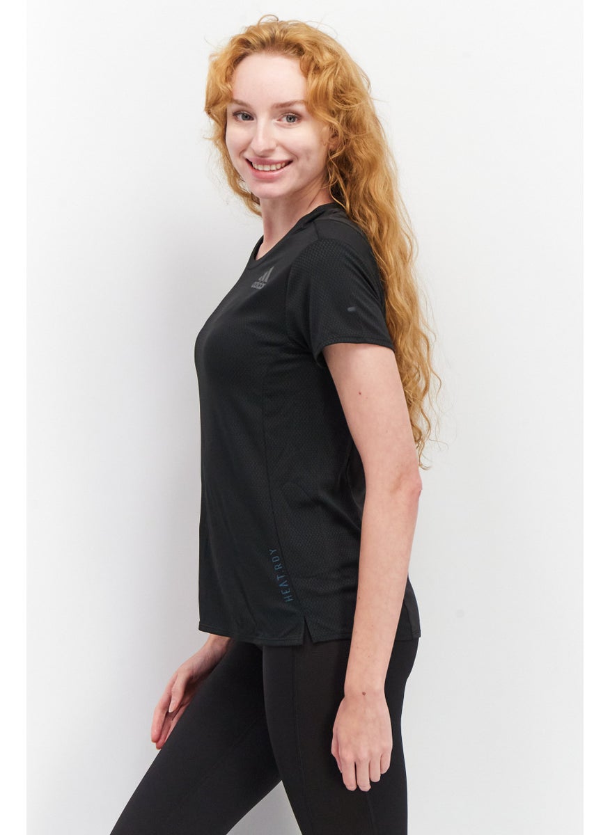Women Sportswear Fit Short Sleeve Running T-Shirts, Black