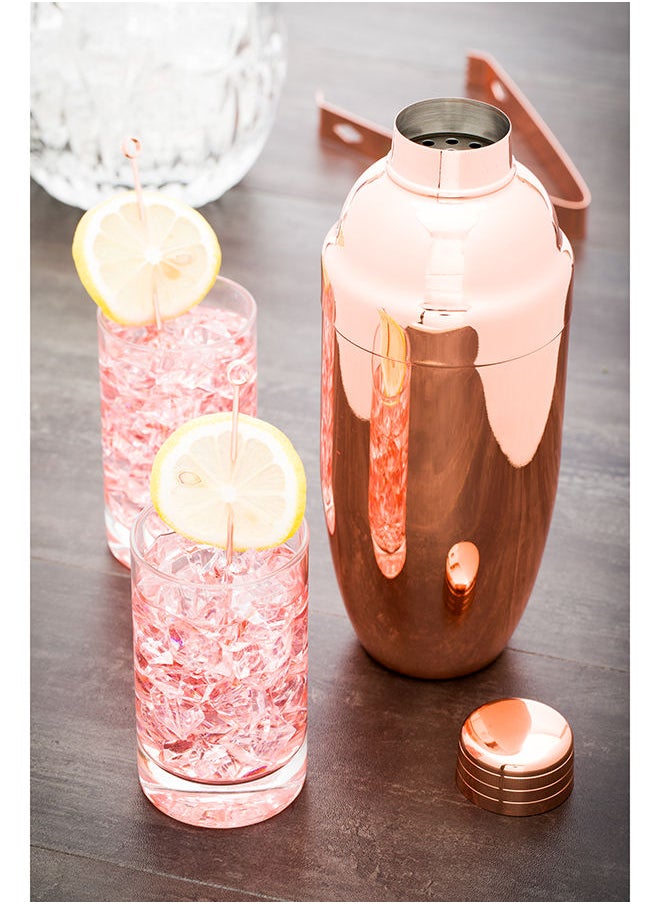 Restaurantware-Bar Lux 24 Ounce Cocktail Shaker, 1 Heavy-Duty Cobbler Shaker - Leak-Resistant, For Homes, Bars, Parties, or Restaurants, Copper-Plated Stainless Steel Martini Shaker,