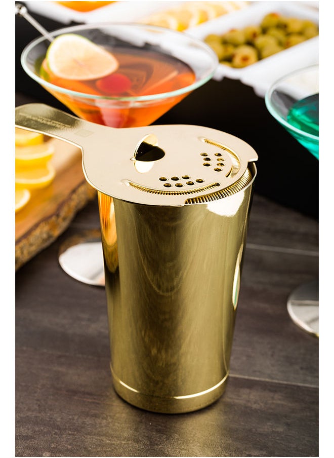 Restaurantware-Bar Lux 16 Ounce Boston Shaker, 1 Gold-Plated Cocktail Shaker - Weighted Bottom, No Leak, Stainless Steel Martini Drink Mixer, Essential Bar Tool, For Home Use Or Bartenders