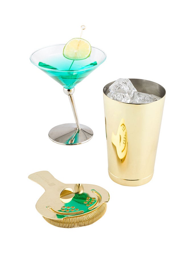 Restaurantware-Bar Lux 16 Ounce Boston Shaker, 1 Gold-Plated Cocktail Shaker - Weighted Bottom, No Leak, Stainless Steel Martini Drink Mixer, Essential Bar Tool, For Home Use Or Bartenders