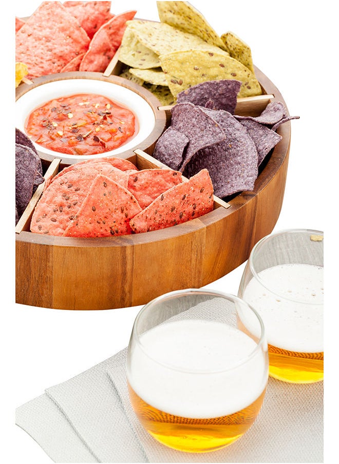 Restaurantware-Chips and Dip Bowl, Salsa Serving Platter, Wooden Chip Dip Bowl - 12