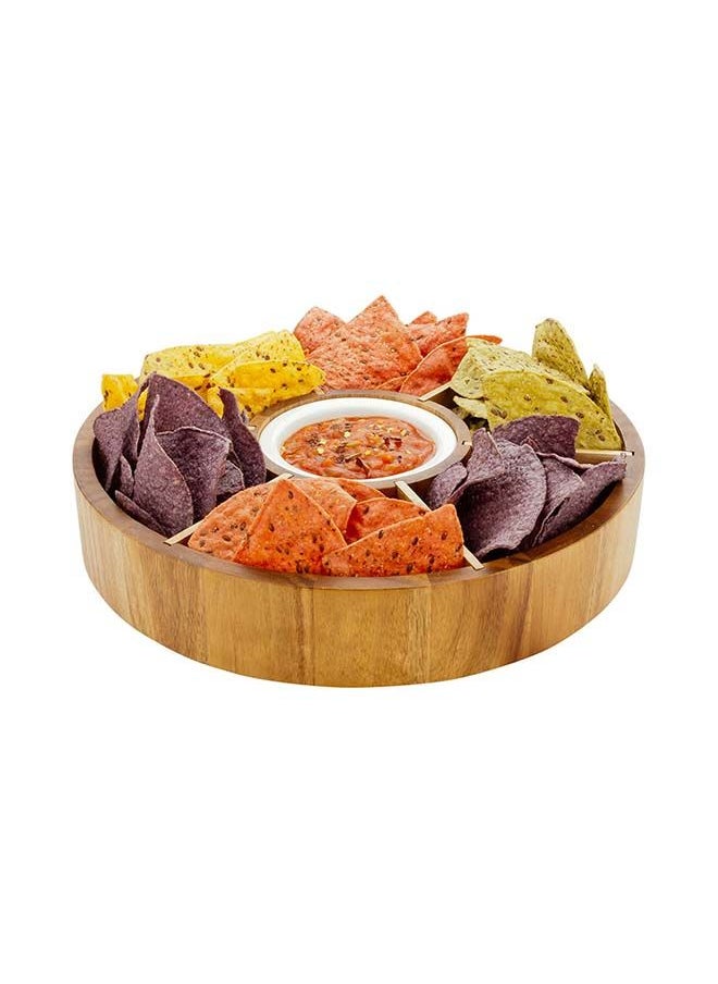 Restaurantware-Chips and Dip Bowl, Salsa Serving Platter, Wooden Chip Dip Bowl - 12
