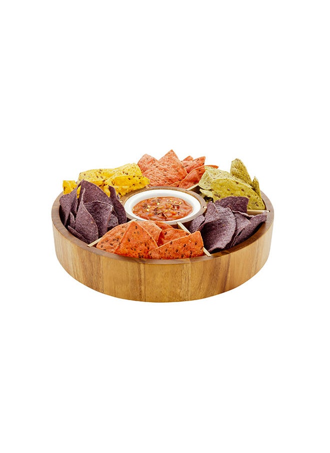 Restaurantware-Chips and Dip Bowl, Salsa Serving Platter, Wooden Chip Dip Bowl - 12
