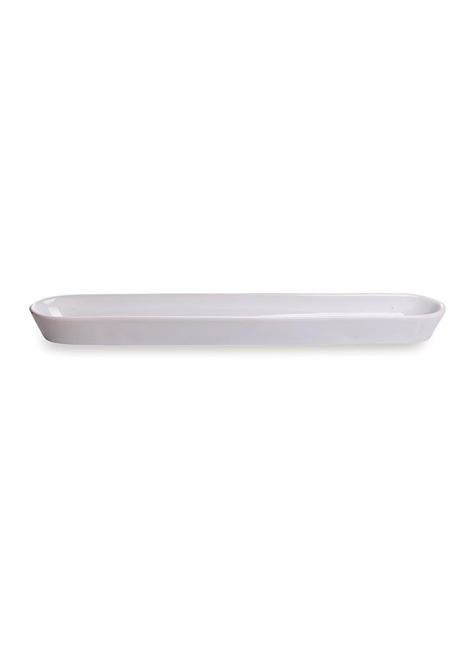Restaurantware-Siluro 12 Inch Olive Tray, 1 Narrow Olive Plate - Microwave-Safe, Oven-Safe, White Porcelain Narrow Serving Tray, Chip-Resistant, For Olives Or Cheeses