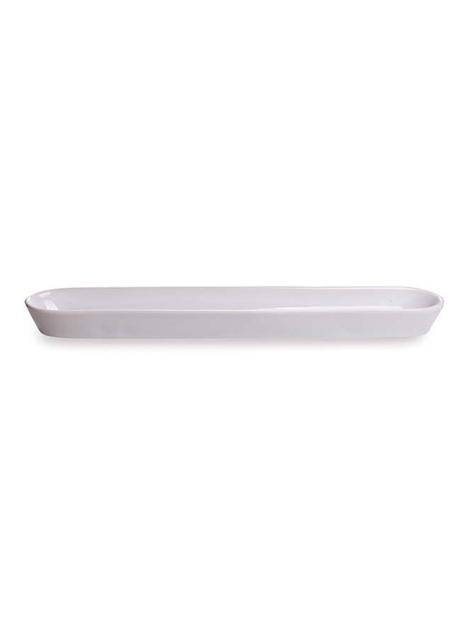 Restaurantware-Siluro 12 Inch Olive Tray, 1 Narrow Olive Plate - Microwave-Safe, Oven-Safe, White Porcelain Narrow Serving Tray, Chip-Resistant, For Olives Or Cheeses