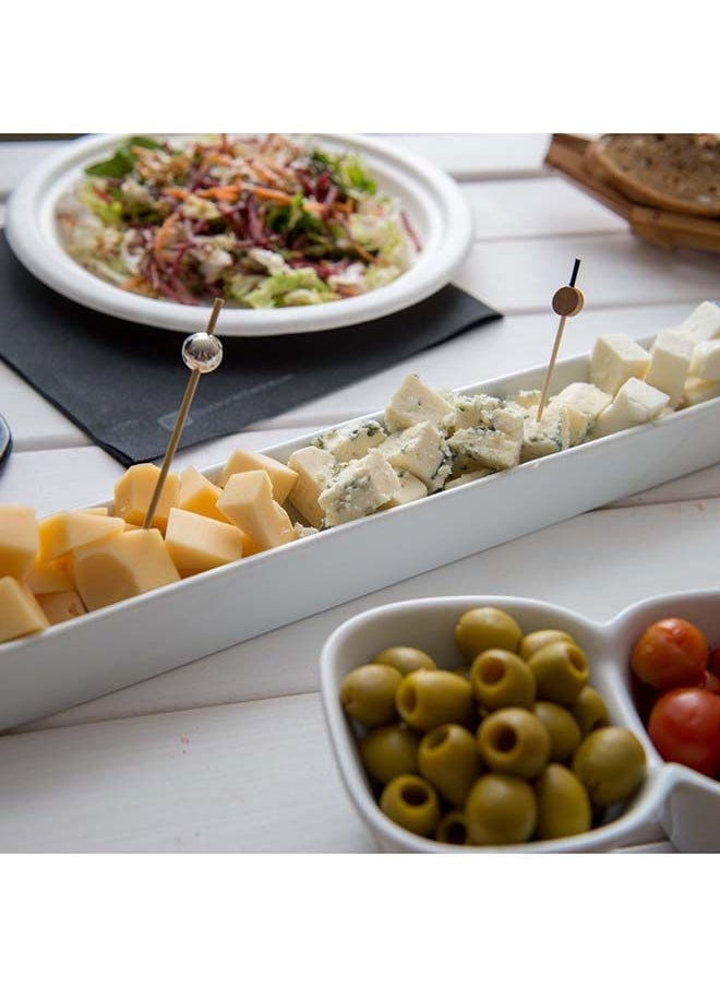 Restaurantware-Siluro 12 Inch Olive Tray, 1 Narrow Olive Plate - Microwave-Safe, Oven-Safe, White Porcelain Narrow Serving Tray, Chip-Resistant, For Olives Or Cheeses