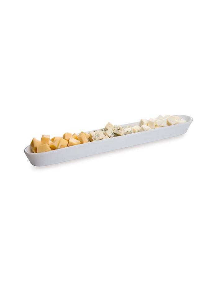 Restaurantware-Siluro 12 Inch Olive Tray, 1 Narrow Olive Plate - Microwave-Safe, Oven-Safe, White Porcelain Narrow Serving Tray, Chip-Resistant, For Olives Or Cheeses