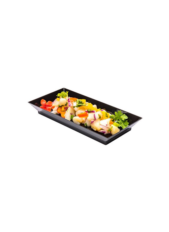 Restaurantware-5 x 2.5 Inch Mini Tasting Plates, 100 Disposable Rectangle Plastic Plates - Durable, Stylish, Black Plastic Hors D'oeuvre Serving Plates, For Desserts Or Appetizers At Parties
