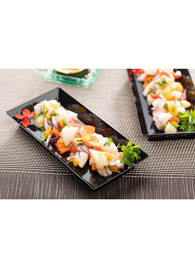 Restaurantware-5 x 2.5 Inch Mini Tasting Plates, 100 Disposable Rectangle Plastic Plates - Durable, Stylish, Black Plastic Hors D'oeuvre Serving Plates, For Desserts Or Appetizers At Parties