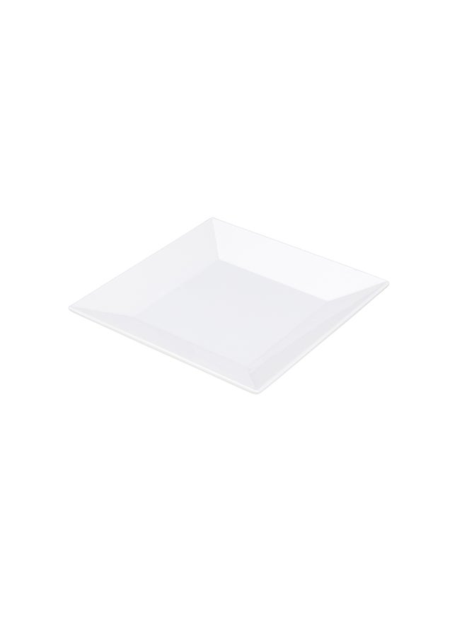 Restaurantware-Voga 8 Inch Square Plates, 4 Medium Salad Plates - Virtually Unbreakable, Dishwashable, White Melamine Restaurant Plates, For Appetizers, Or Desserts, For Indoor or Outdoor Use