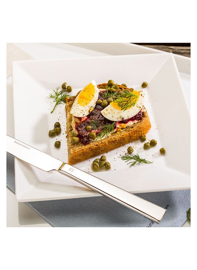 Restaurantware-Voga 8 Inch Square Plates, 4 Medium Salad Plates - Virtually Unbreakable, Dishwashable, White Melamine Restaurant Plates, For Appetizers, Or Desserts, For Indoor or Outdoor Use