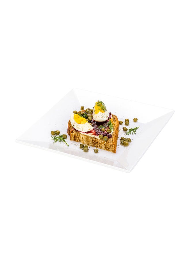 Restaurantware-Voga 8 Inch Square Plates, 4 Medium Salad Plates - Virtually Unbreakable, Dishwashable, White Melamine Restaurant Plates, For Appetizers, Or Desserts, For Indoor or Outdoor Use