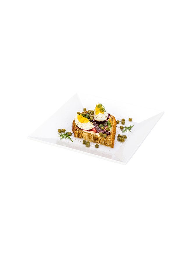 Restaurantware-Voga 8 Inch Square Plates, 4 Medium Salad Plates - Virtually Unbreakable, Dishwashable, White Melamine Restaurant Plates, For Appetizers, Or Desserts, For Indoor or Outdoor Use