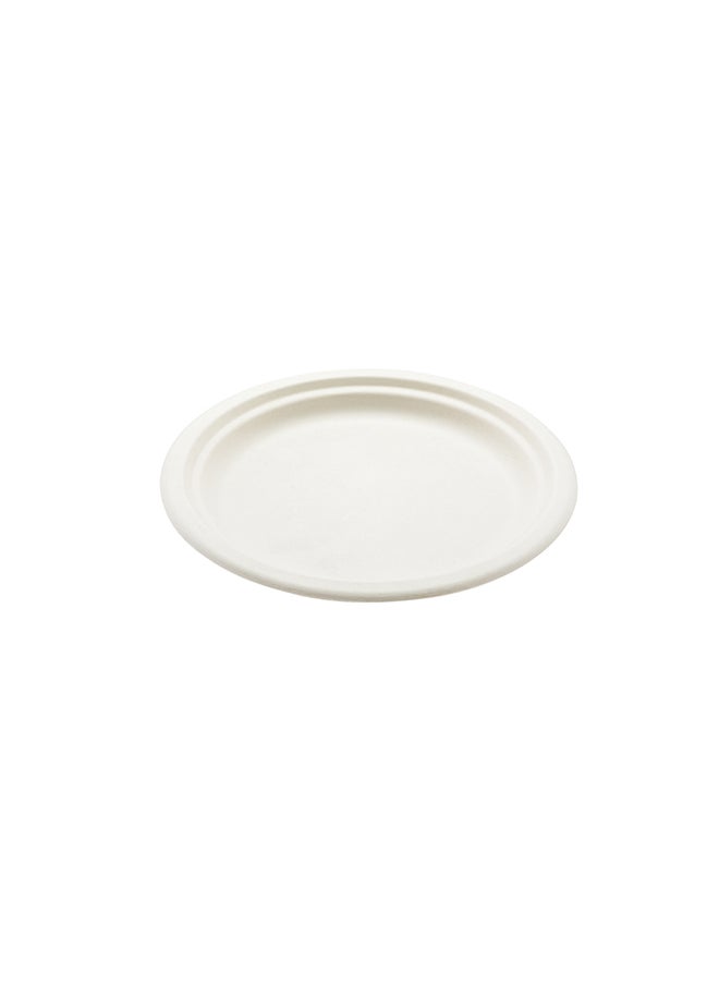 Restaurantware-Pulp Tek 8.7 Inch Eco-Friendly Plates, 100 Medium Disposable Dinner Plates - Made From Natural Sugarcane Fibers, Heavy-Duty, White Bagasse Premium Plates, Sturdy, Round