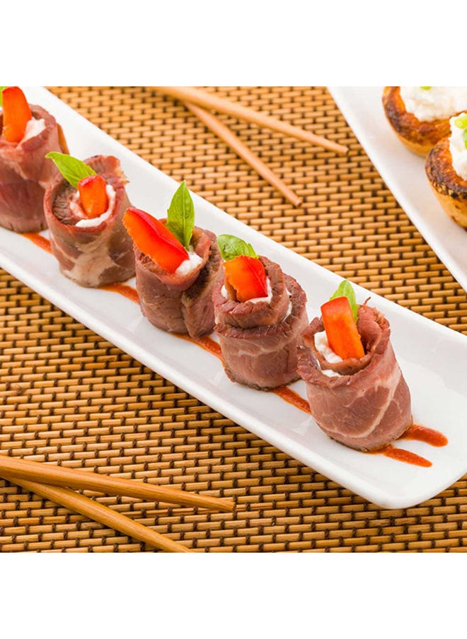 Restaurantware-Shinto 10.3 Inch x 2.8 Inch Rectangular Serving Plate, 1 Rectangle Porcelain Tray - Curved, Stain Resistant, White Porcelain Long Sushi Plate, Chip Resistant, For Sushi Or Appetizers