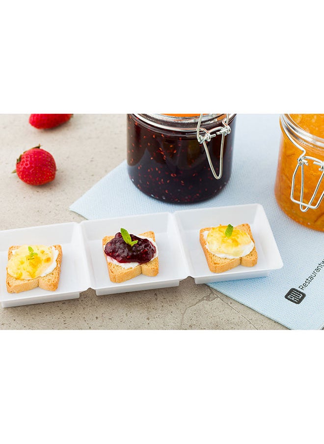 Restaurantware-7.5 x 2.5 Inch Sauce Trays, 100 Disposable Divided Serving Plates - Lids Sold Separately, Disposable, White Plastic 3 Compartment Serving Dishes, For Condiments, Appetizers, Or Snacks