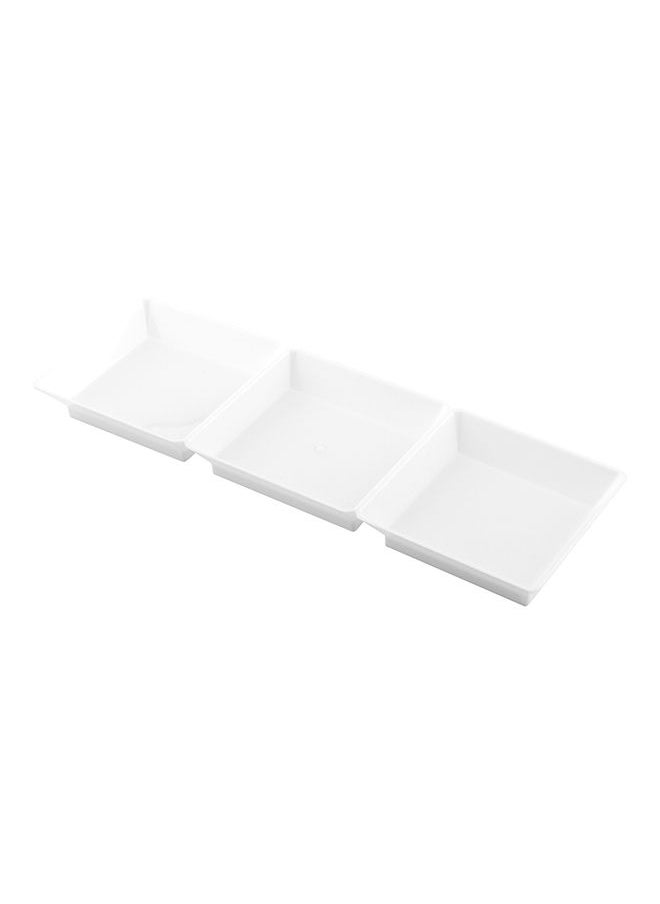 Restaurantware-7.5 x 2.5 Inch Sauce Trays, 100 Disposable Divided Serving Plates - Lids Sold Separately, Disposable, White Plastic 3 Compartment Serving Dishes, For Condiments, Appetizers, Or Snacks