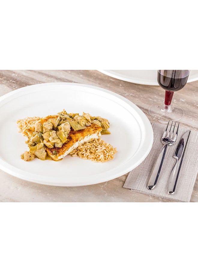 Restaurantware-Pulp Tek 11.8 Inch Eco-Friendly Plates, 100 Extra Large Disposable Dinner Plates - Made From Sugarcane Fibers, Heavy-Duty, White Bagasse Premium Plates, Sturdy, Round